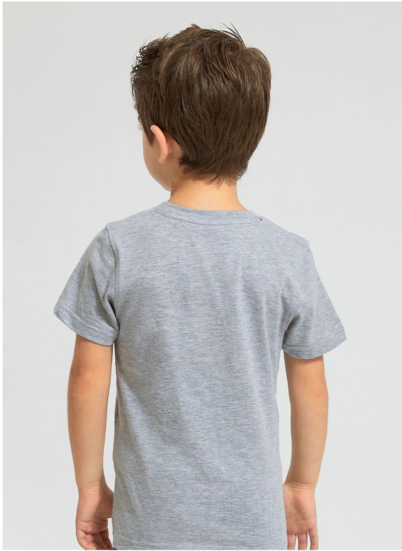 Generic - Unspeakble Kids Unisex Short Sleeve Round Neck Grey T-shirt Black Shorts Set - Image 1