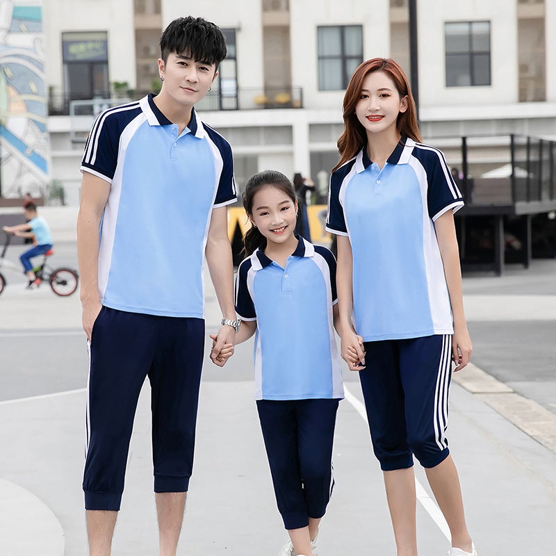 Three-Quarter Pants And Short-Sleeved Two-Piece Set Class Uniform, Customizable With Logo, Suitable For Group Activities, School Uniforms, Sports Meets, Summer Uniforms, Quick-Drying - Image 1