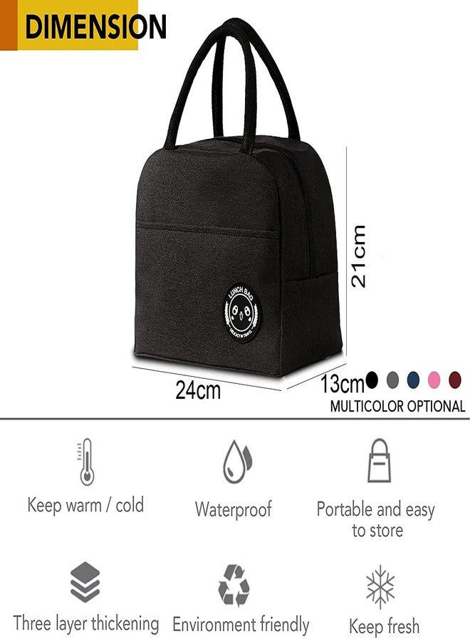 Dhavl Portable and Reusable Insulated Nylon Lunch Bags Women Work, Student Kids, Thermal Cooler Bag Picnic Organizer Storage Lunch Box(Pack of 1) (Black) - Image 2