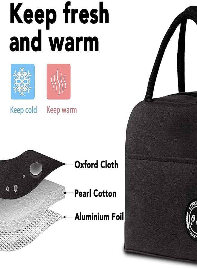 Dhavl Portable and Reusable Insulated Nylon Lunch Bags Women Work, Student Kids, Thermal Cooler Bag Picnic Organizer Storage Lunch Box(Pack of 1) (Black) - Image 3