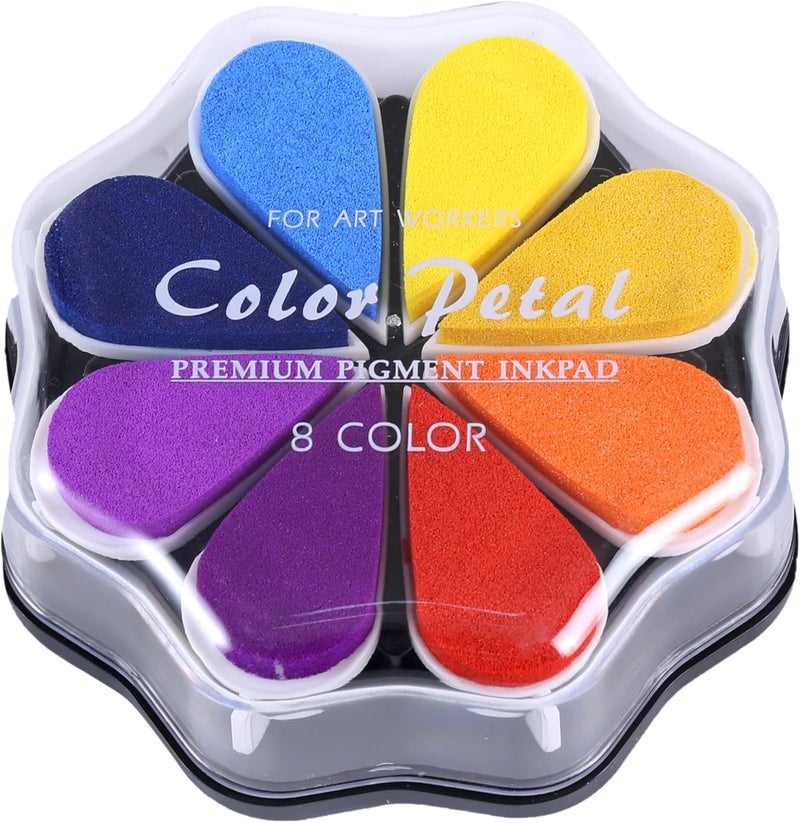 YPSelected 8 Assorted Multi Colours Waterdrop Shaped Craft Rubber Stamps Petal Ink Pads for Paper Wood Fabric (Set 1026) - Image 2