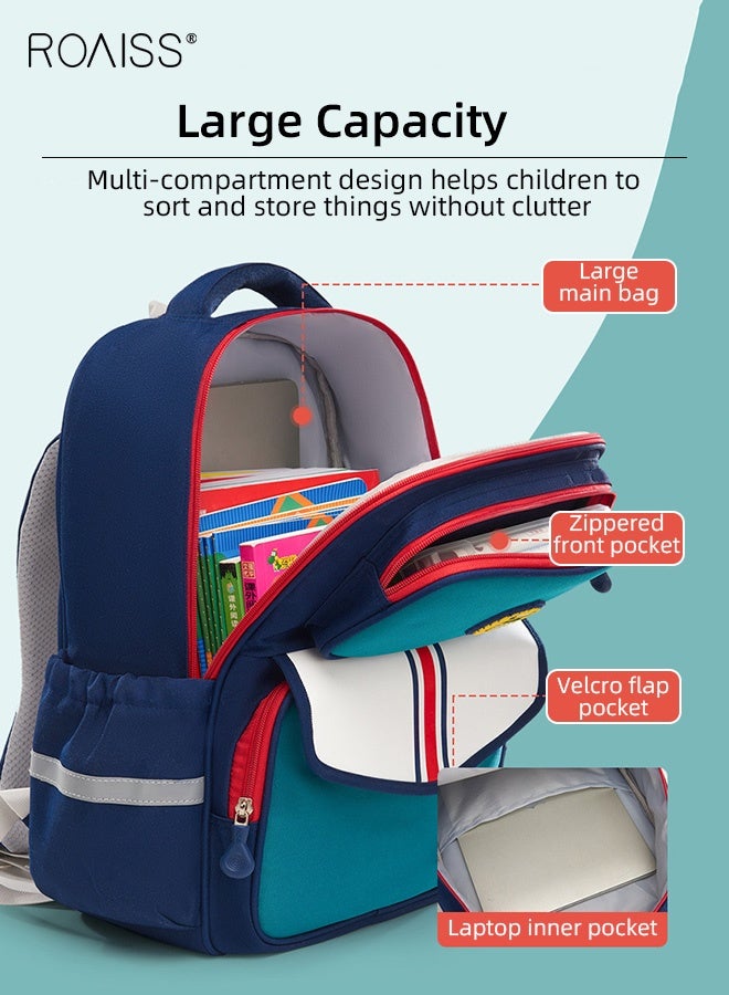 roaiss Children's Trolley Backpack Can Climb Stairs Large Capacity Waterproof Wear-Resistant Student Backpack Scientific Weight-Reducing Schoolbag for Elementary Boys and Girls - Image 3