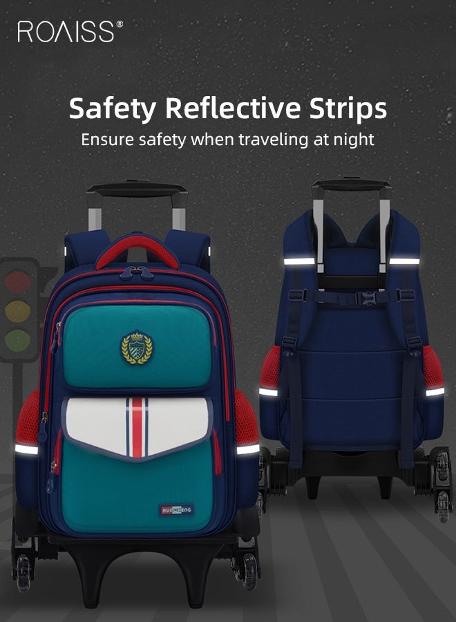 roaiss Children's Trolley Backpack Can Climb Stairs Large Capacity Waterproof Wear-Resistant Student Backpack Scientific Weight-Reducing Schoolbag for Elementary Boys and Girls - Image 1