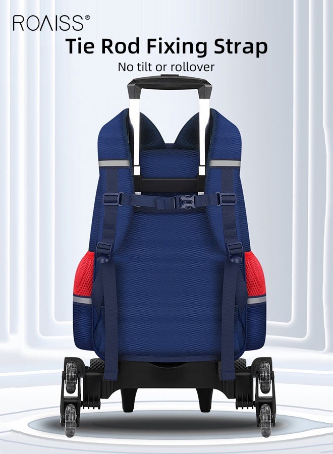 roaiss Children's Trolley Backpack Can Climb Stairs Large Capacity Waterproof Wear-Resistant Student Backpack Scientific Weight-Reducing Schoolbag for Elementary Boys and Girls - Image 4