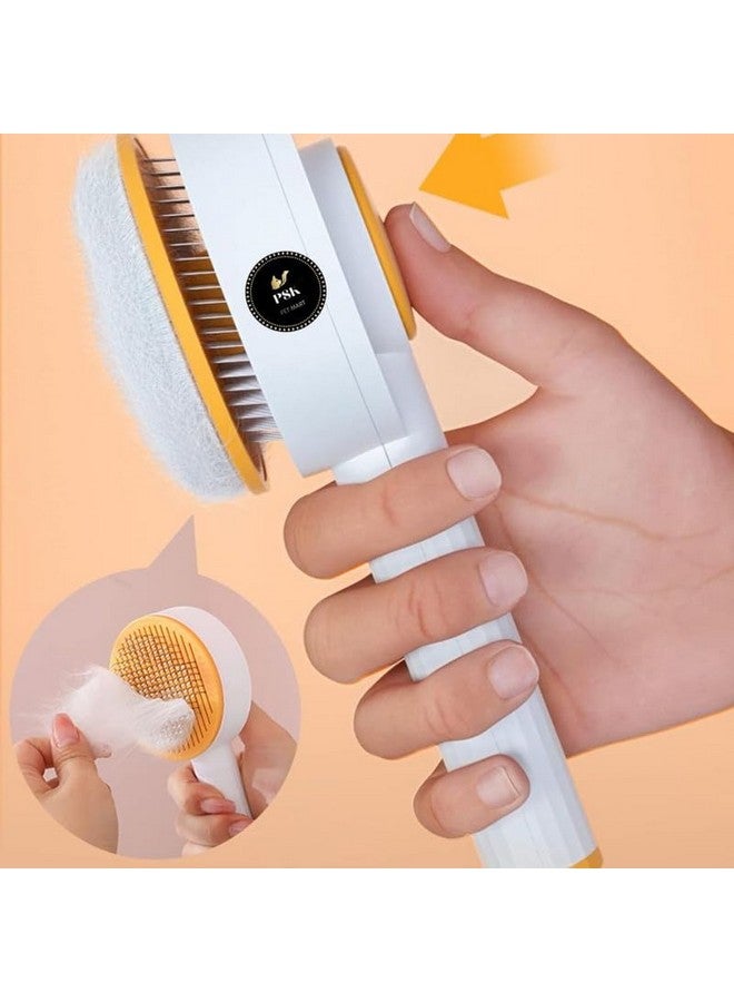 بت فرشاة أوج سليكر للكلاب والجراء والقطط والأرانب، مشط العناية بالحيوانات الأليفة مع زر ضغط، فرشاة إزالة شعر الحيوانات الأليفة، أداة تدليك الحيوانات الأليفة - Image 3