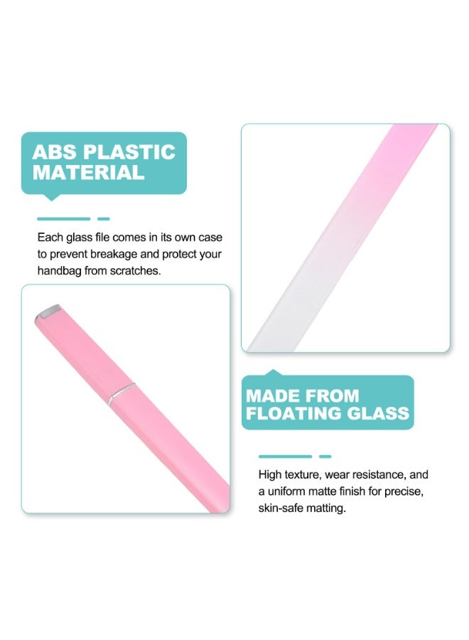 LUMYA Glass Nail File Kit with Case, Double-sided Crystal Fingernail File for Natural Nails, Shine Buffer Manicure Tool, Reusable Washable Nail Polishing File (Light Pink) - Image 2