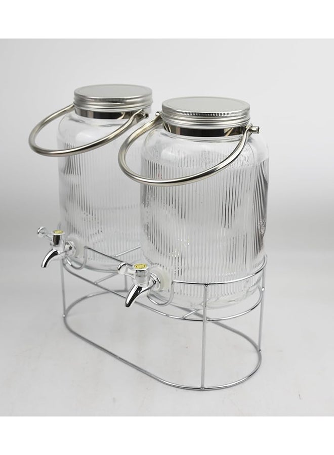 Orchid Orchid Dual 4L Glass Beverage Dispenser with Metal Handle and Stand  - Image 2