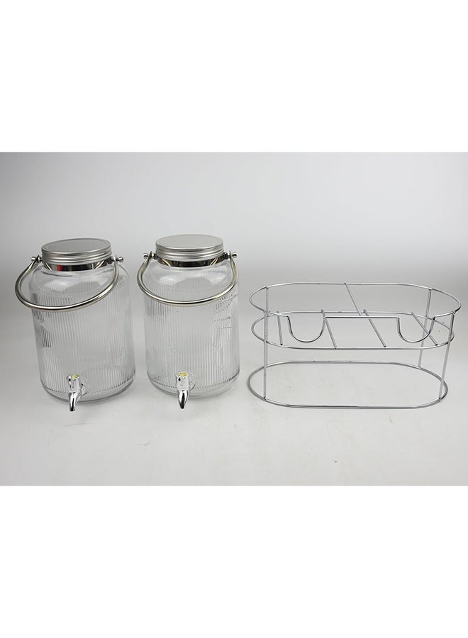 Orchid Orchid Dual 4L Glass Beverage Dispenser with Metal Handle and Stand  - Image 3