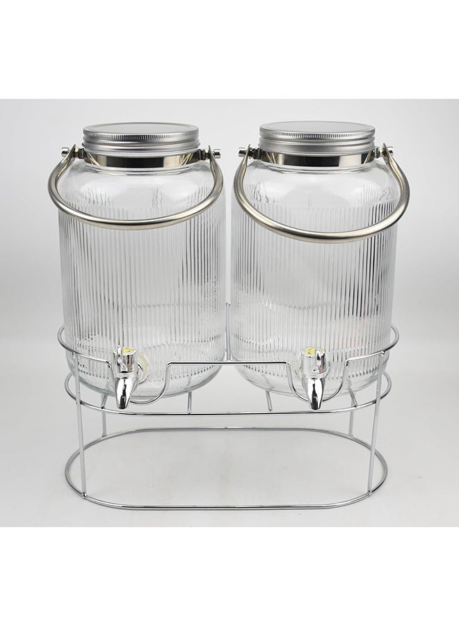 Orchid Orchid Dual 4L Glass Beverage Dispenser with Metal Handle and Stand  - Image 4