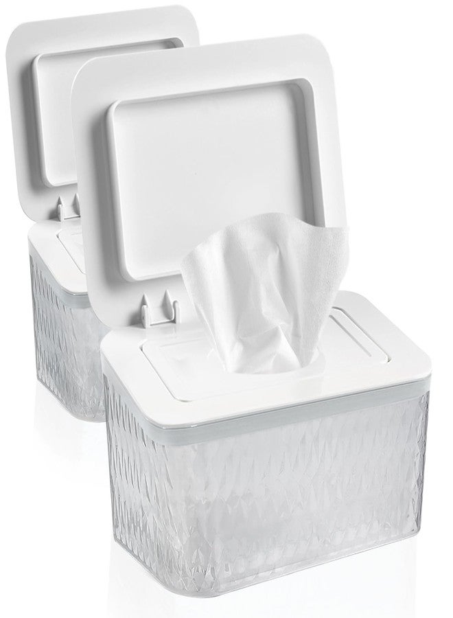 HSWT 2 Pack Baby Wipes Dispenser Wipe Holder - Larger Capacity Wet Wipe Dispenser Box Wipes Container for Bathroom Keep Wipes Moist and Fresh - Image 1