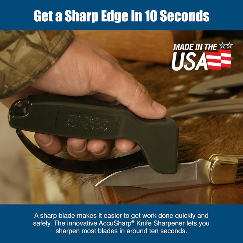 AccuSharp Knife Sharpener, Ergonomic Comfortable Handle, Compact & Easy to Use, Restore and Hone Straight & Serrated Knives, OD Green - Image 5
