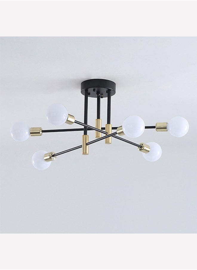 YZMA GLOBAL - Modern Industrial Pendant Lamp Magic Bean Iron Ceiling Light Black+Gold, 6 Heads, Without Bulb - Image 1