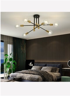 YZMA GLOBAL Modern Industrial Pendant Lamp Magic Bean Iron Ceiling Light Black+Gold, 6 Heads, Without Bulb  - Image 1