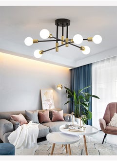 YZMA GLOBAL Modern Industrial Pendant Lamp Magic Bean Iron Ceiling Light Black+Gold, 6 Heads, Without Bulb  - Image 3
