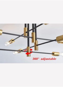 YZMA GLOBAL Modern Industrial Pendant Lamp Magic Bean Iron Ceiling Light Black+Gold, 6 Heads, Without Bulb  - Image 5