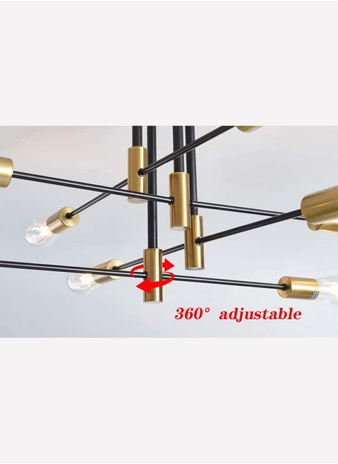 YZMA GLOBAL - Modern Industrial Pendant Lamp Magic Bean Iron Ceiling Light Black+Gold, 6 Heads, Without Bulb - Image 1