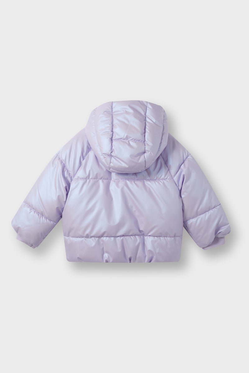 DeFacto Purple BabyGirl Baby Girl Hooded Puffer Jacket Casual - Image 3