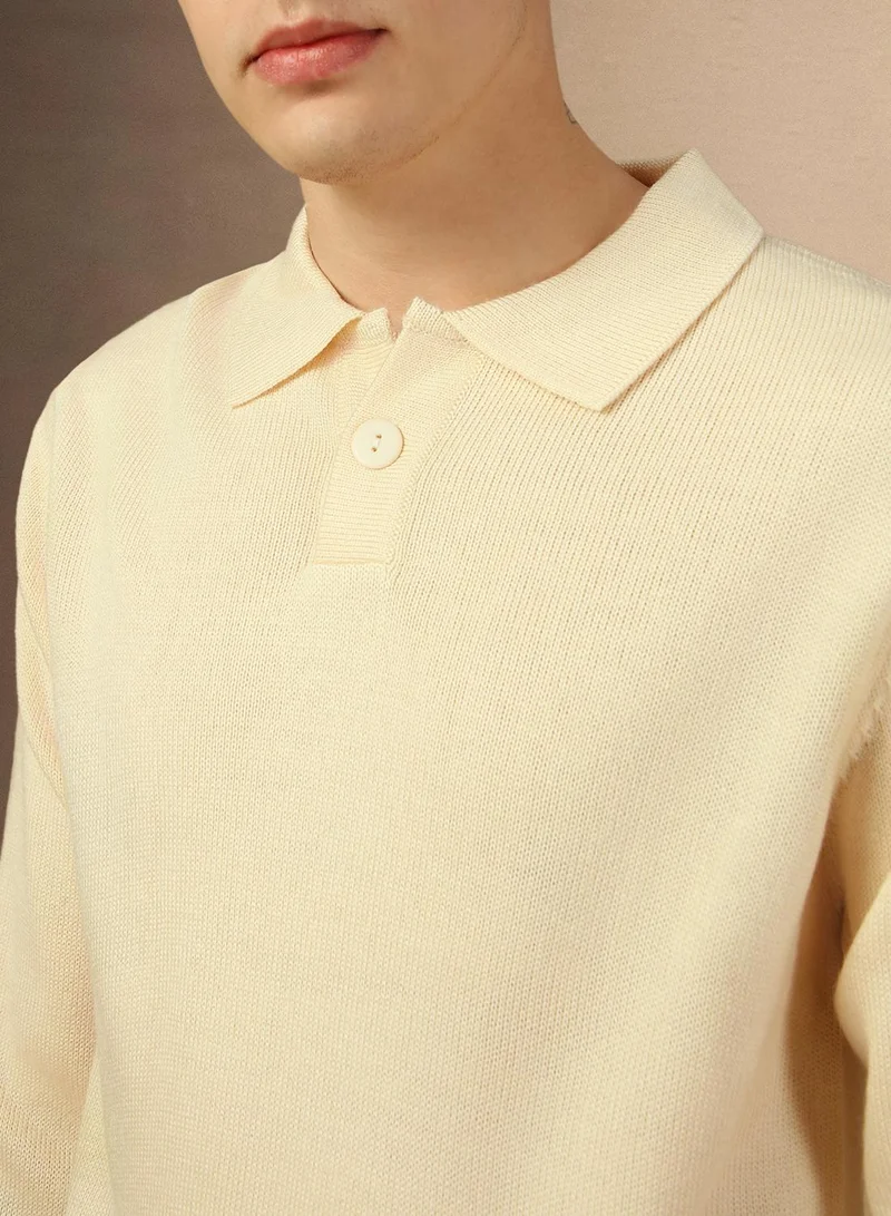 Dennis Lingo  Men's Off White 100% Acrylic Solid Regular Fit Sweater for Men | Best Price UAE