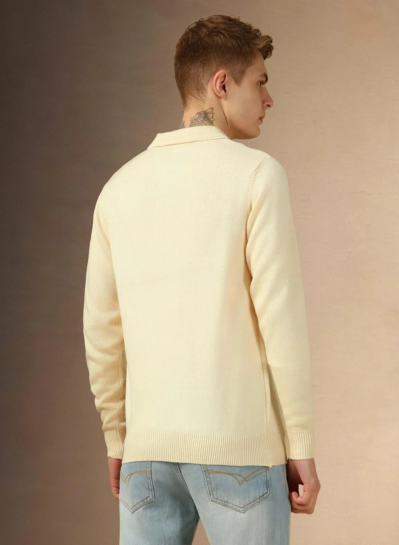 Dennis Lingo  Men's Off White 100% Acrylic Solid Regular Fit Sweater for Men | Best Price UAE