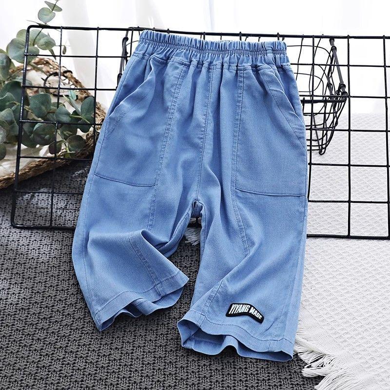 Children'S Lightweight Tens Cotton Denim Cropped Pants Boys Stitching Shorts Arrival Zhongda Children'S Hasbro - Image 1