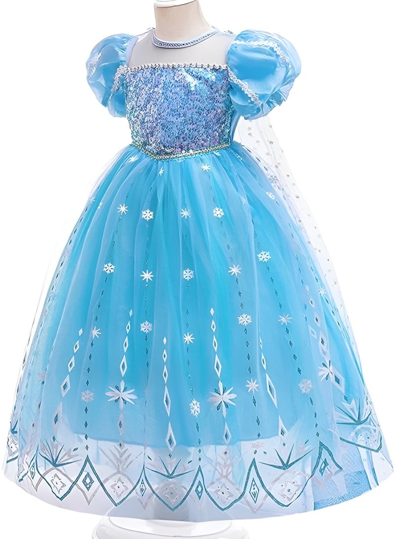 Girls Frozen Elsa Princess Dress Festival Costume Birthday Evening Party Ball Gown with Accessories