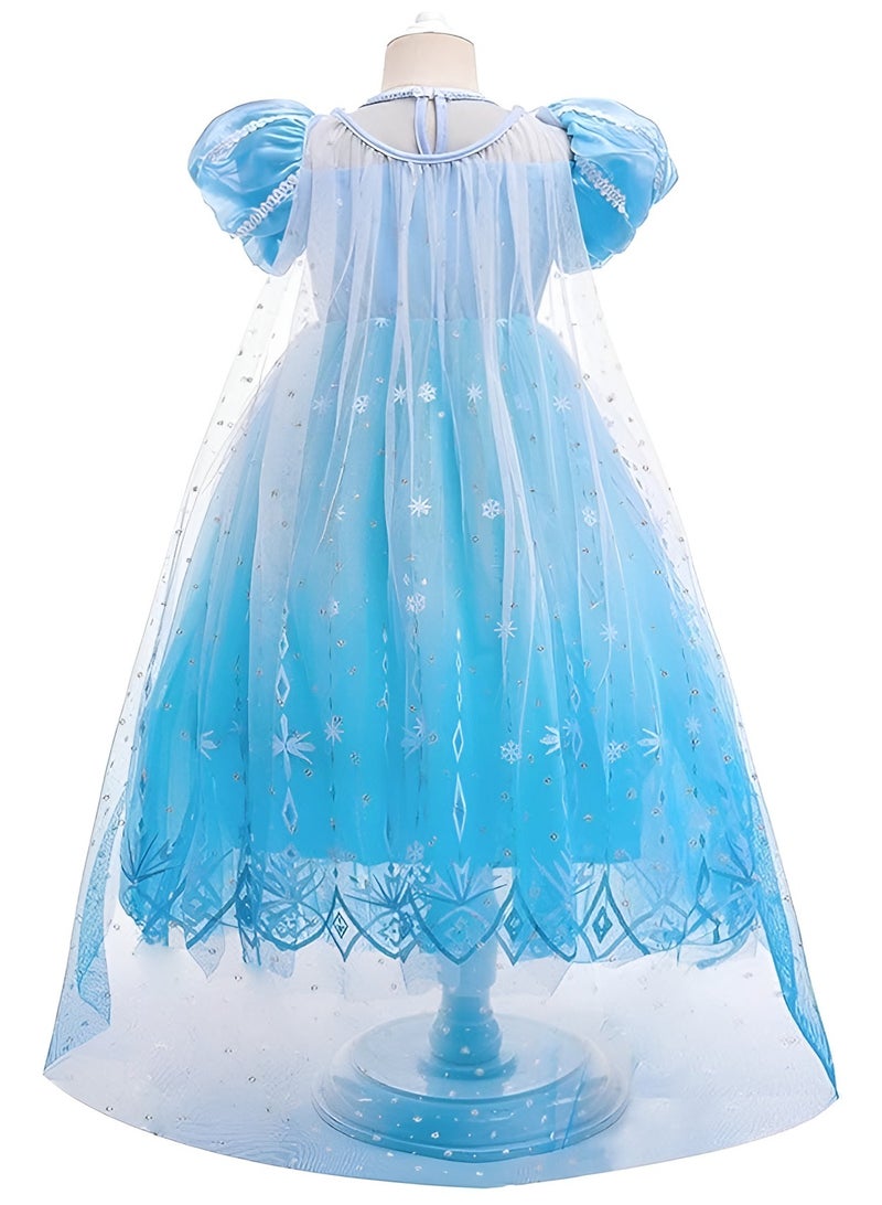 Girls Frozen Elsa Princess Dress Festival Costume Birthday Evening Party Ball Gown with Accessories
