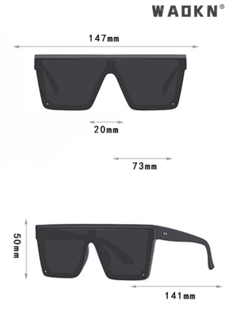 WAOKN Oversized Square Trendy Sunglasses Womens Mens Futuristic Flat Top Visor Shades,UV400 Protection Sun Glasses,Fashion Anti-Glare Glasses for Men Driving, Fishing, Golfing, Traveling - Image 3