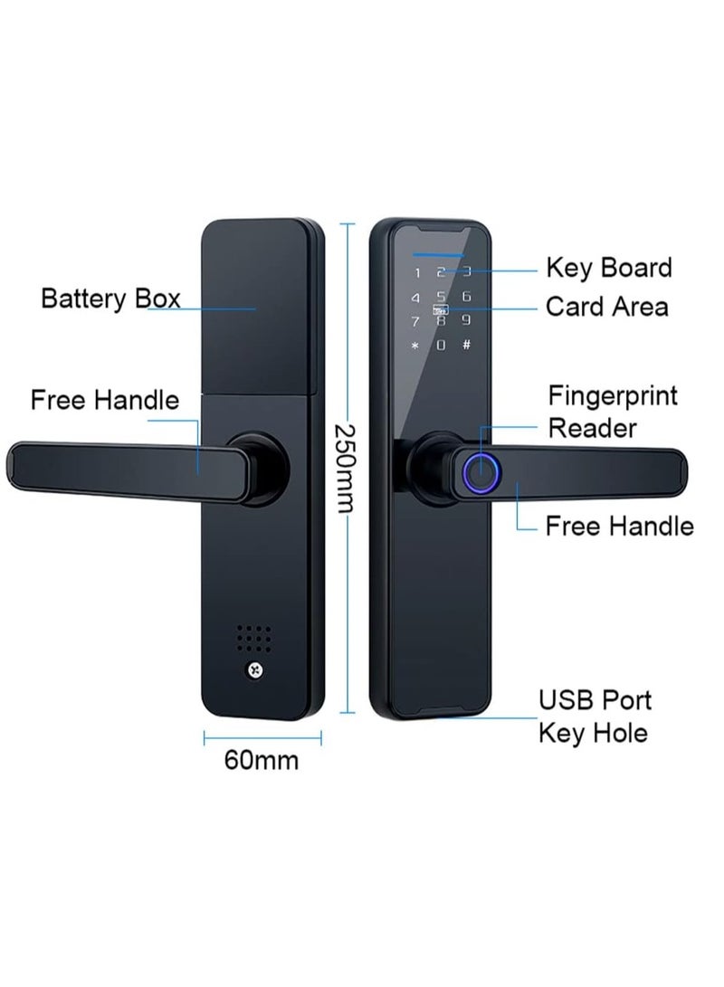 Smart Door Lock, Fingerprint Smart Door Lock, Electronic Deadbolt with 4 Ways Password, TUYA Control, Fingerprint and Key - Image 5