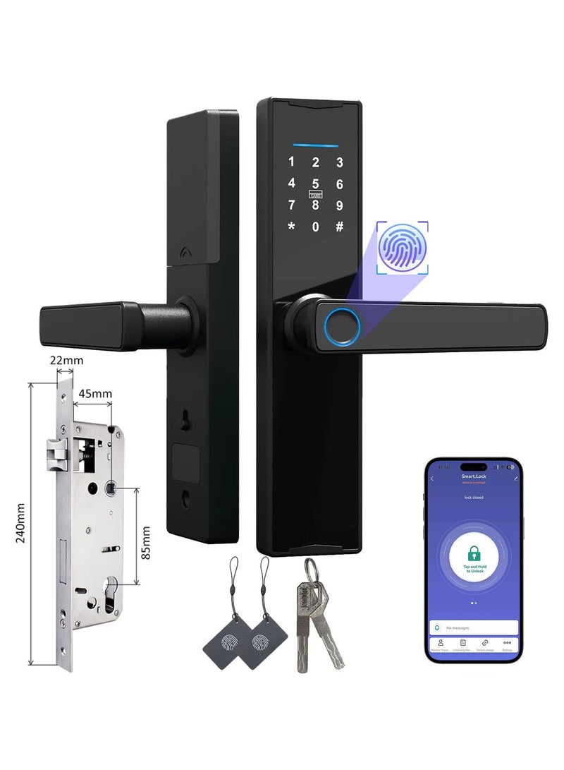 Smart Door Lock, Fingerprint Smart Door Lock, Electronic Deadbolt with 4 Ways Password, TUYA Control, Fingerprint and Key - Image 1