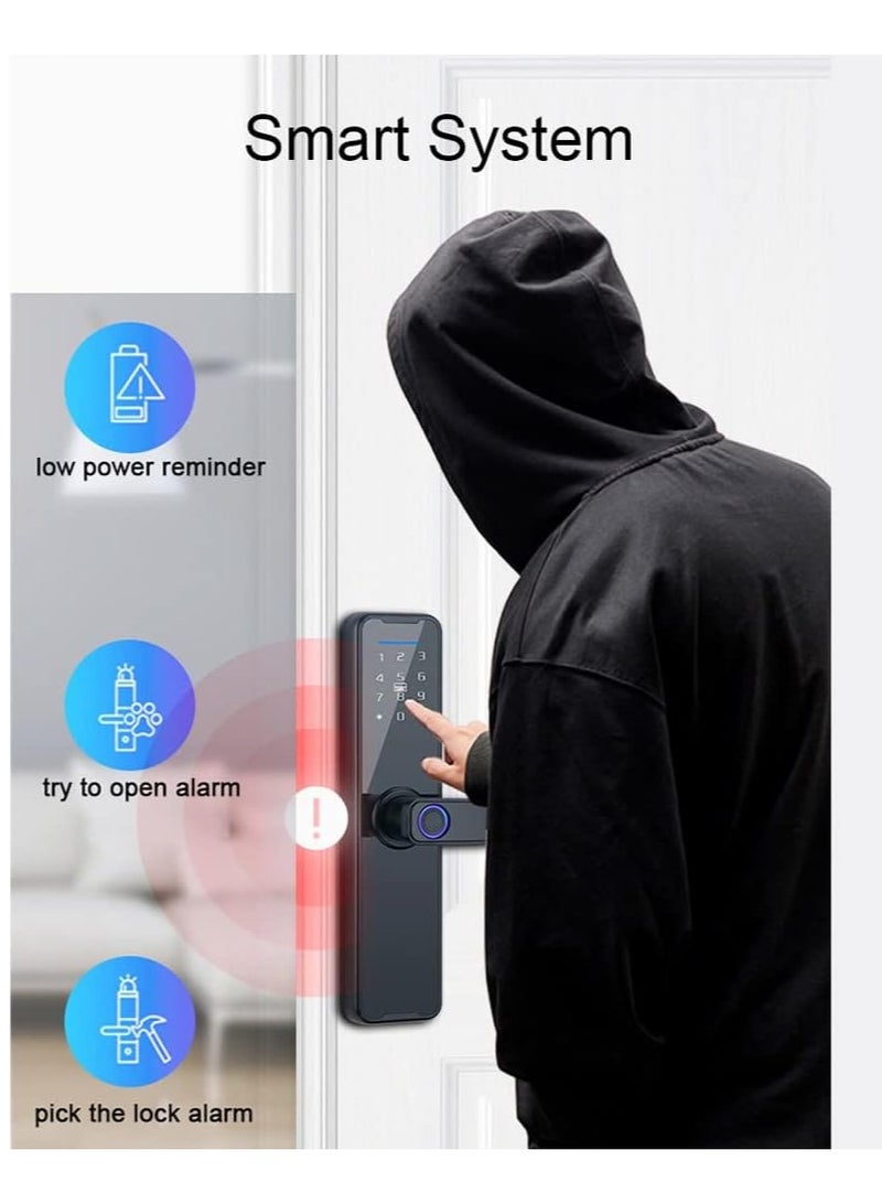 Smart Door Lock, Fingerprint Smart Door Lock, Electronic Deadbolt with 4 Ways Password, TUYA Control, Fingerprint and Key - Image 4