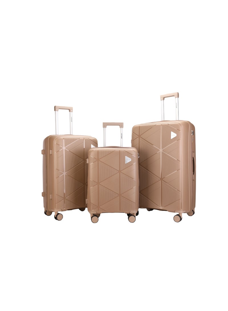 VIPTOUR 3-Piece Hardside Spinner Luggage Set with TSA Lock – Durable PP Material, 360° Double Wheels, & Aluminum Handle