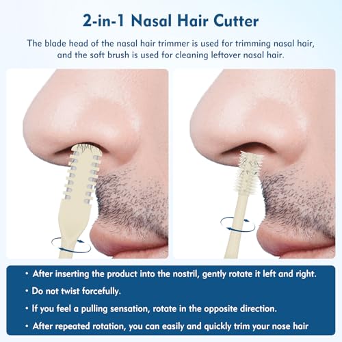 CNTVO 10 Pcs Nasal Hair Cutter, 2-in-1 Double Sided Nose Hair Trimmer, 360° Rotating Manual Nose Hair Trimmer for Men and Women, Portable Professional Nasal Remover for Home Travel Essentials - Image 3