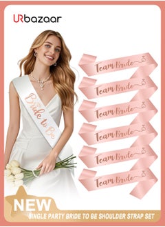 URbazaar Team Bride Sash Set- 1 White Bride to Be Sash and 6 Team Bride Sashes Bachelorette Party Supplies Bachelorette Sash Bridesmaid Sashes for Bridal Party & Wedding (7pcs)  - Image 1