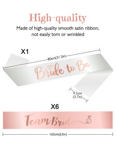 URbazaar Team Bride Sash Set- 1 White Bride to Be Sash and 6 Team Bride Sashes Bachelorette Party Supplies Bachelorette Sash Bridesmaid Sashes for Bridal Party & Wedding (7pcs)  - Image 2
