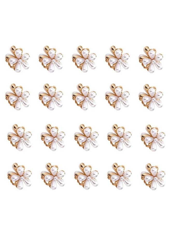 سونسر مشابك شعر صغيرة من الكريستال بمشبك من الكريستال للفتاة، تصميم مخلب زهرة لؤلؤي صغير متعدد الألوان، إكسسوارات شعر زينة اصطناعية حلوة من الأقحوان - Image 1