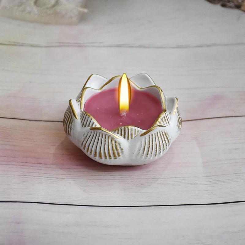 Saugat Traders Saugat Traders Lotus Shape Soy Wax Scented Candles for Home Decor Meditation Yoga Aromatherapy Fragrance Candle for Christmas New Year Decoration Pack of 2 - Image 5