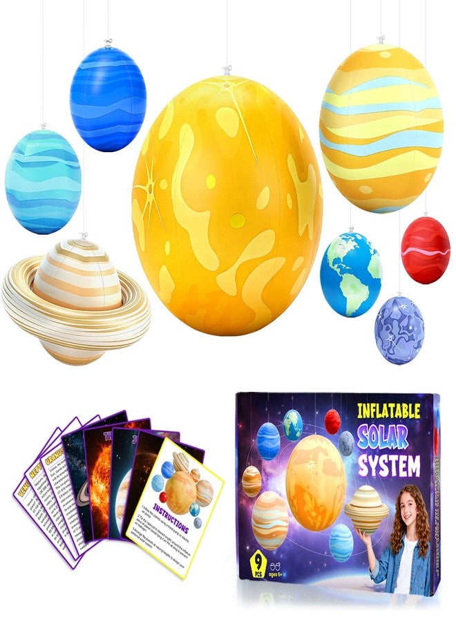 WUPIOS Inflatable Solar System Planets for Kids - 9 Giant Hanging Solar System Model Planets Hanging from Ceiling Classroom Space Theme Party Decorations, Astronomy Gifts for Ages 5-7, 6-8, 8-12 - Image 1