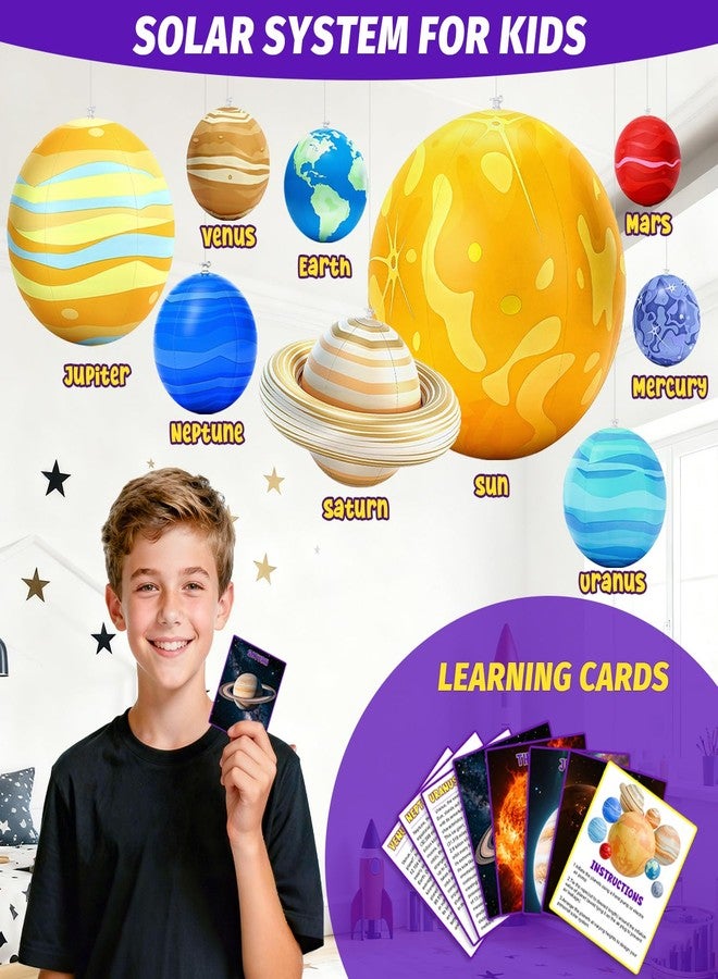 WUPIOS Inflatable Solar System Planets for Kids - 9 Giant Hanging Solar System Model Planets Hanging from Ceiling Classroom Space Theme Party Decorations, Astronomy Gifts for Ages 5-7, 6-8, 8-12 - Image 4