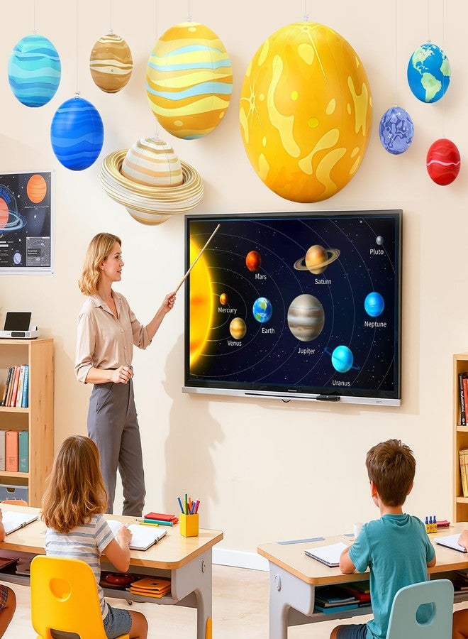 WUPIOS Inflatable Solar System Planets for Kids - 9 Giant Hanging Solar System Model Planets Hanging from Ceiling Classroom Space Theme Party Decorations, Astronomy Gifts for Ages 5-7, 6-8, 8-12 - Image 2