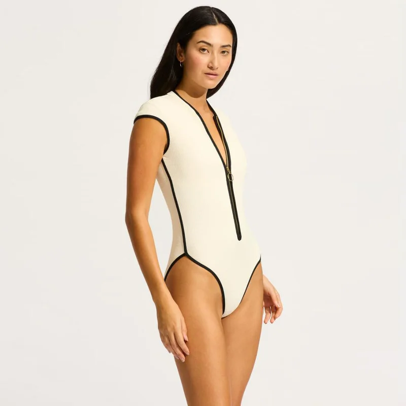 Seafolly  Beach Bound Cap Sleeve Zip Front One Piece - Women for Women | Best Price UAE