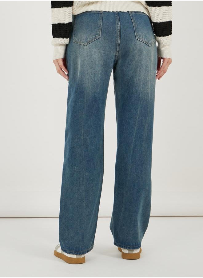 Styli - Straight Fit Mid Rise Tinted Washed Jeans - Image 1
