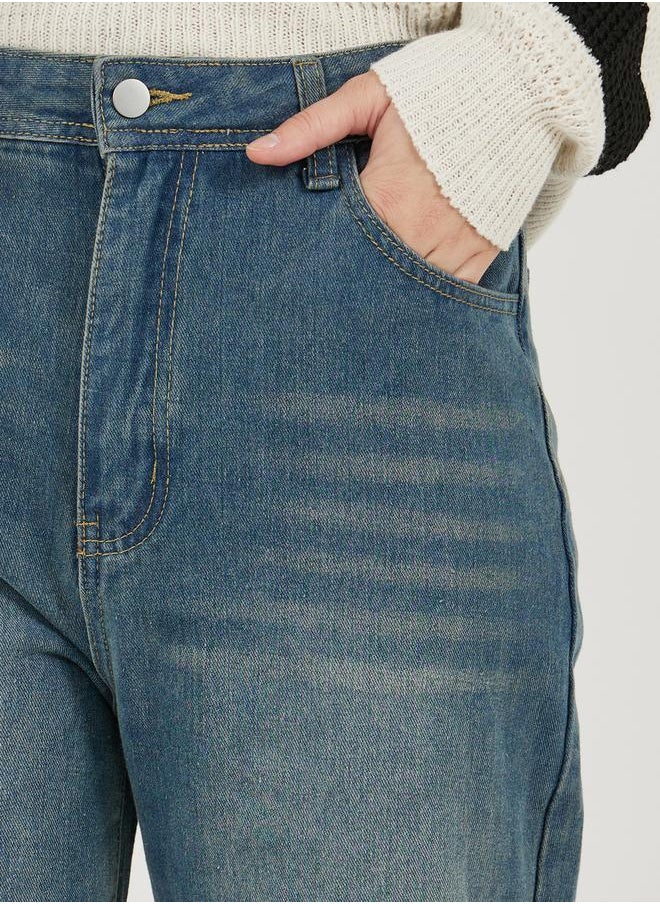 Styli - Straight Fit Mid Rise Tinted Washed Jeans - Image 1