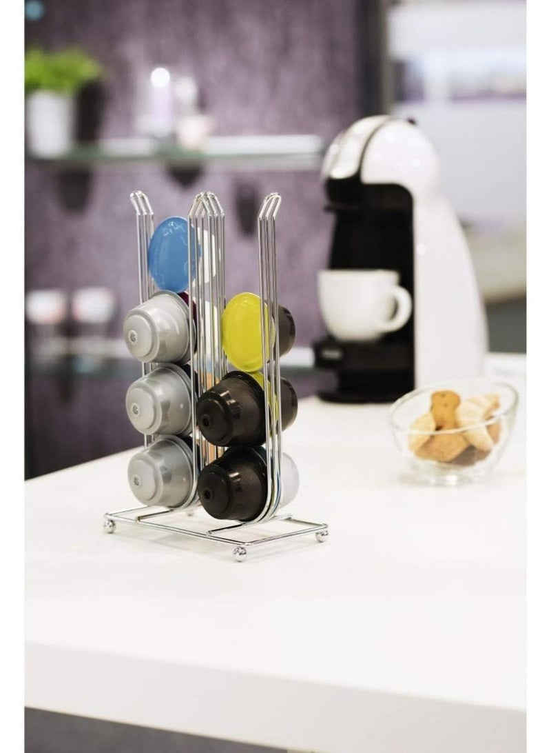 Xavax Pilastro Coffee Capsule Stand, 16 Capsule Capacity, Silver Chrome Plated Stainless Steel - Image 2