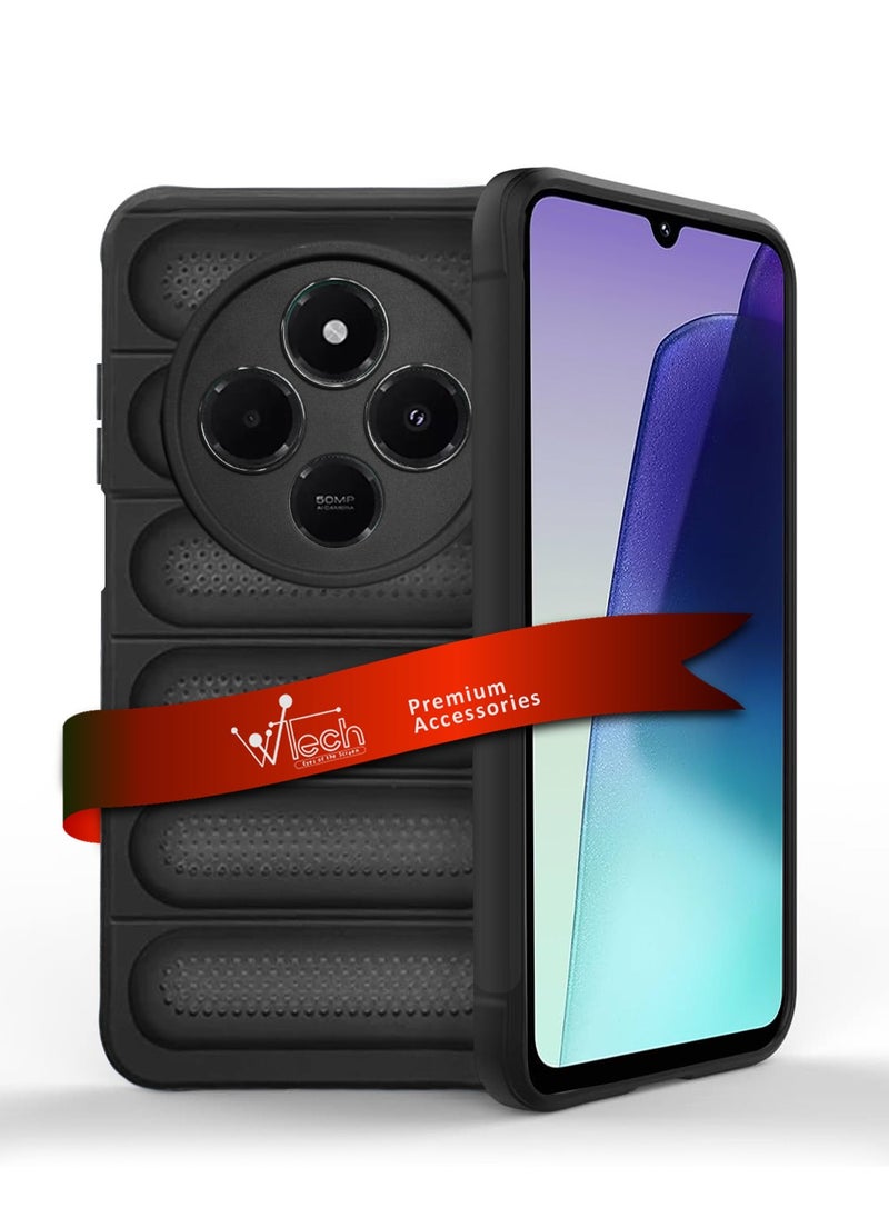 Wtech Xiaomi Redmi 14C 4G / Redmi A4 5G 2024 Premium Translucent Silicone Back with Band Texture Case Cover - Black  - Image 1