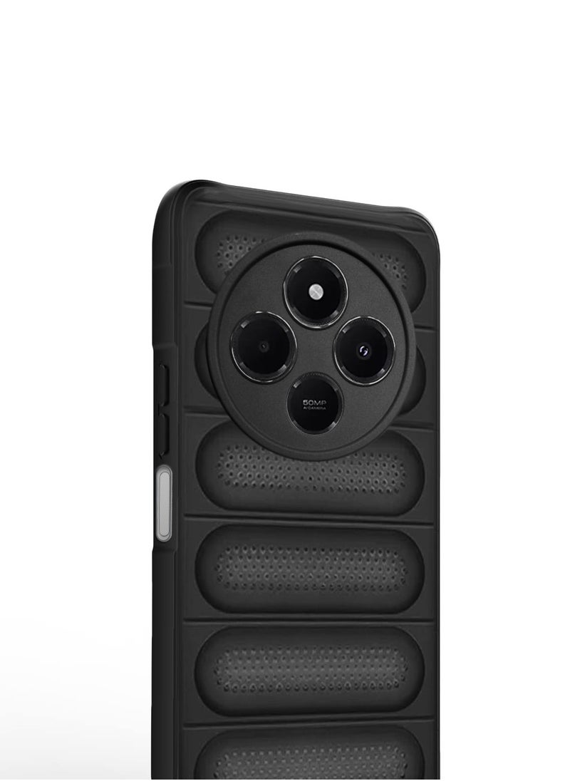 Wtech Xiaomi Redmi 14C 4G / Redmi A4 5G 2024 Premium Translucent Silicone Back with Band Texture Case Cover - Black  - Image 2