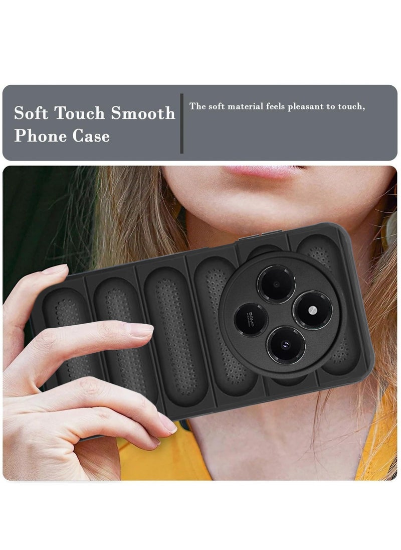 Wtech Xiaomi Redmi 14C 4G / Redmi A4 5G 2024 Premium Translucent Silicone Back with Band Texture Case Cover - Black  - Image 3