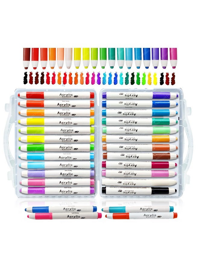 FunBlast 24 Colors Acrylic Color Markers for Art & Craft, Permanent Acrylic Paint Markers Ideal for Rock Painting, Canvas, Photo Album, Craft, School Project, Glass, Ceramic, Wood, Metal (24Markers) - Image 1