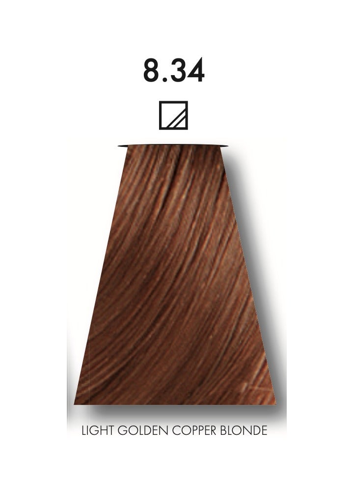 كين عبوتين من صبغة شعر كيون تينتا كولور رقم 8.34 أشقر نحاسي ذهبي فاتح تحتوي على بروتين الحرير المعالج بتقنية سولامر خالية من البارابين - Image 2