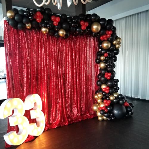 TCBESTO Red Sequin Backdrop Curtain 10FTx10FT 1 Panel Stage Sparkly Photography Background Drapes for Wedding Birthday Bridal Party Sparkle Background Party Decor - Image 2