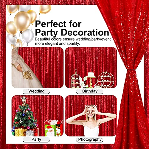 TCBESTO Red Sequin Backdrop Curtain 10FTx10FT 1 Panel Stage Sparkly Photography Background Drapes for Wedding Birthday Bridal Party Sparkle Background Party Decor - Image 5
